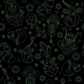 A seamless background pattern of happy, floating, cartoon, vector aliens monsters. Kiddy wallpaper or linen cloth textile design.